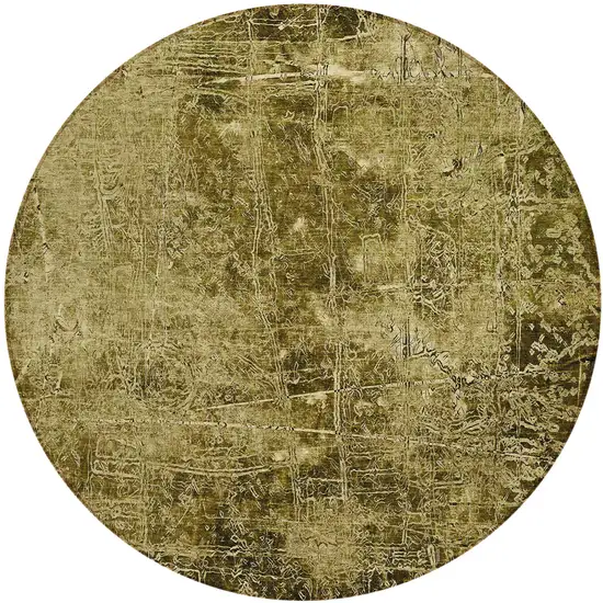 8' Green Round Abstract Washable Indoor Outdoor Area Rug Photo 2