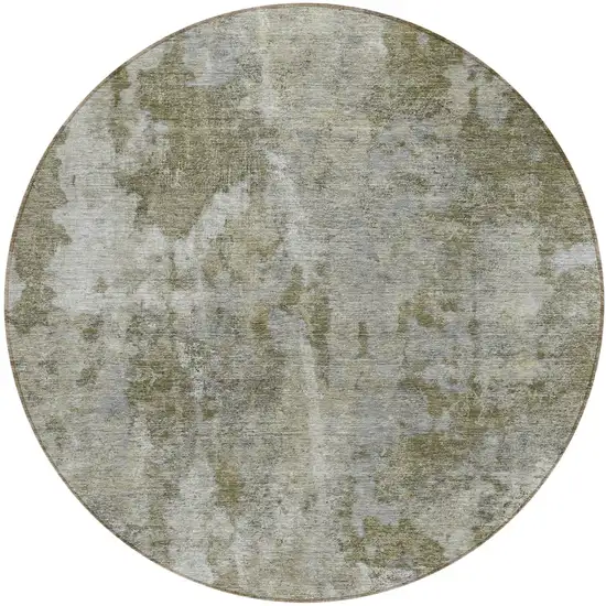 8' Round Green Round Abstract Washable Non Skid Indoor Outdoor Area Rug Photo 2
