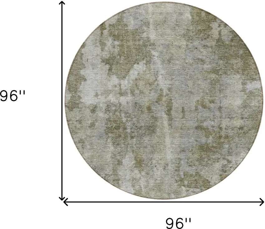 Green Round Abstract Washable Non Skid Indoor Outdoor Area Rug Photo 3