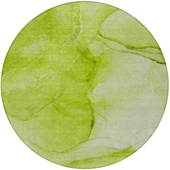 8' Round Green Round Abstract Washable Non Skid Indoor Outdoor Area Rug Photo 5