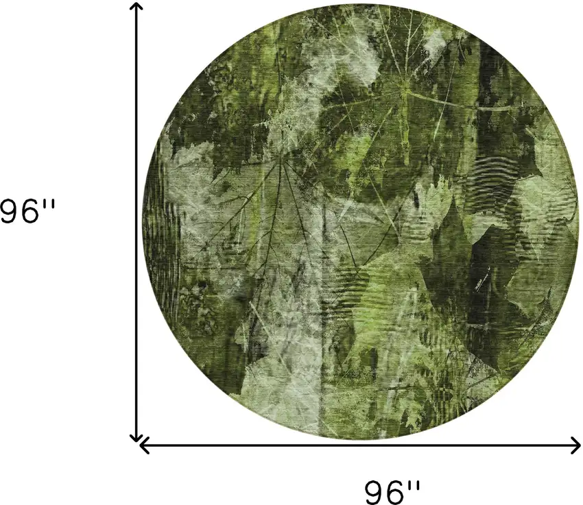 Green Round Floral Washable Non Skid Indoor Outdoor Area Rug Photo 3