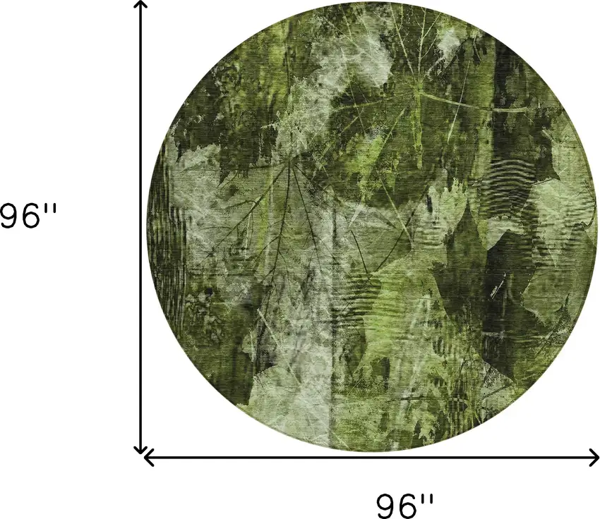 Green Round Floral Washable Non Skid Indoor Outdoor Area Rug Photo 3