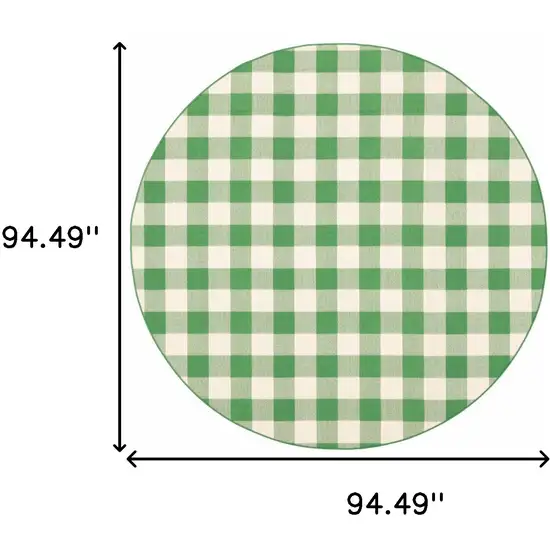 8' Round Green Round Geometric Stain Resistant Indoor Outdoor Area Rug Photo 4