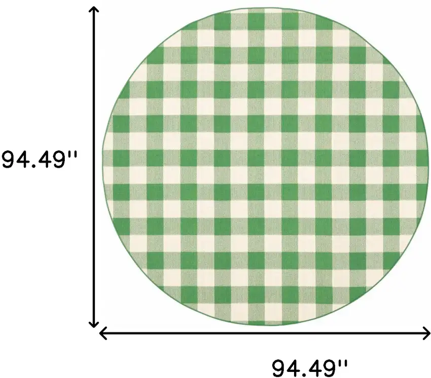 8' Round Green Round Geometric Stain Resistant Indoor Outdoor Area Rug Photo 4