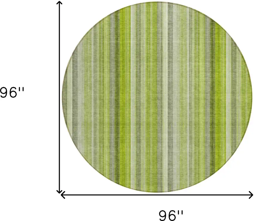 Green Round Striped Washable Non Skid Indoor Outdoor Area Rug Photo 3