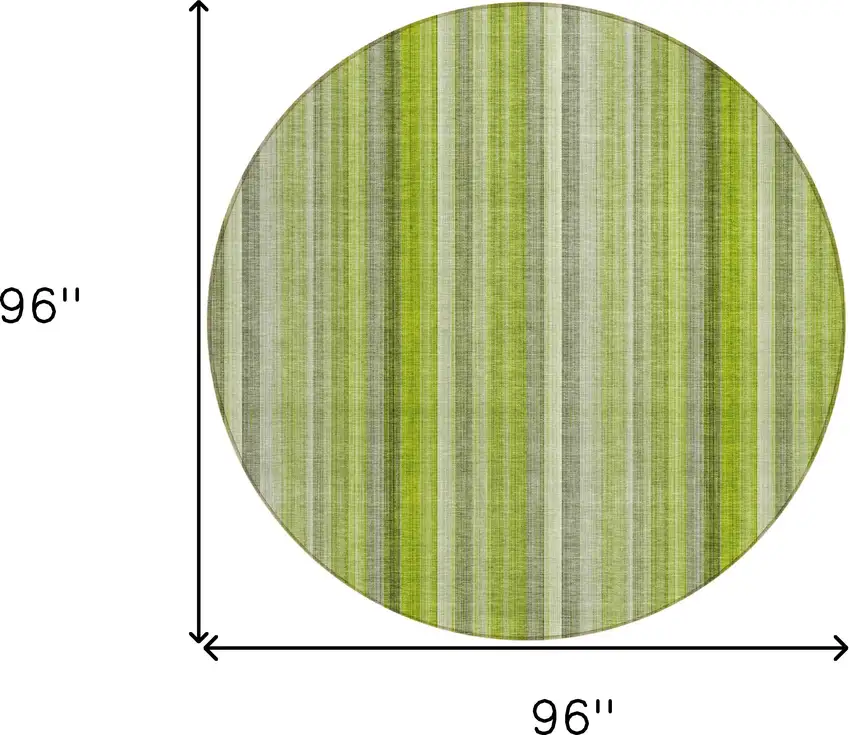 Green Round Striped Washable Non Skid Indoor Outdoor Area Rug Photo 3