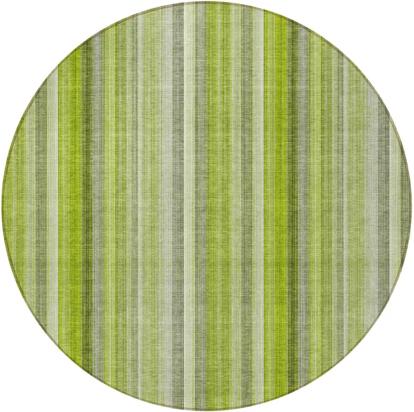 Green Round Striped Washable Non Skid Indoor Outdoor Area Rug Photo 4