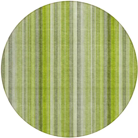 Green Round Striped Washable Non Skid Indoor Outdoor Area Rug Photo 2