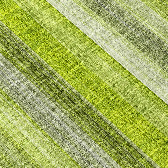 Green Round Striped Washable Non Skid Indoor Outdoor Area Rug Photo 8