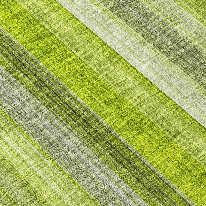 Green Round Striped Washable Non Skid Indoor Outdoor Area Rug Photo 8
