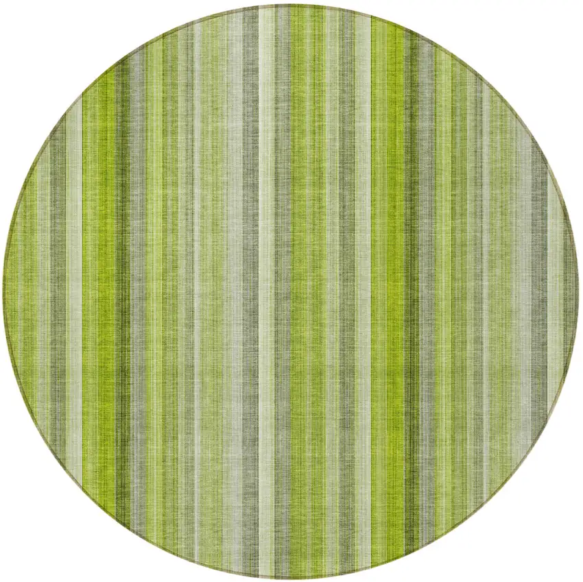 Green Round Striped Washable Non Skid Indoor Outdoor Area Rug Photo 5