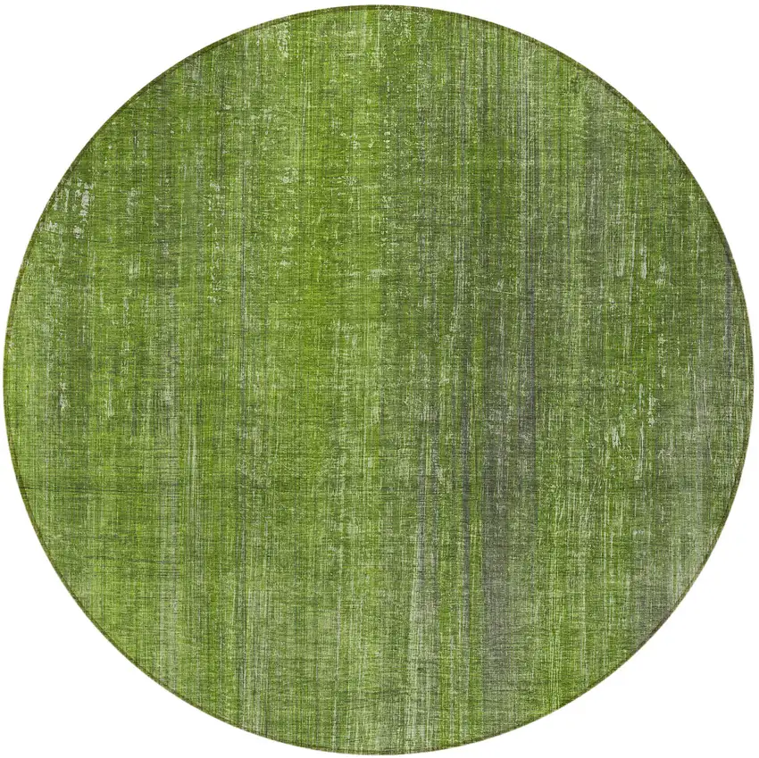 Green Round Striped Washable Non Skid Indoor Outdoor Area Rug Photo 4