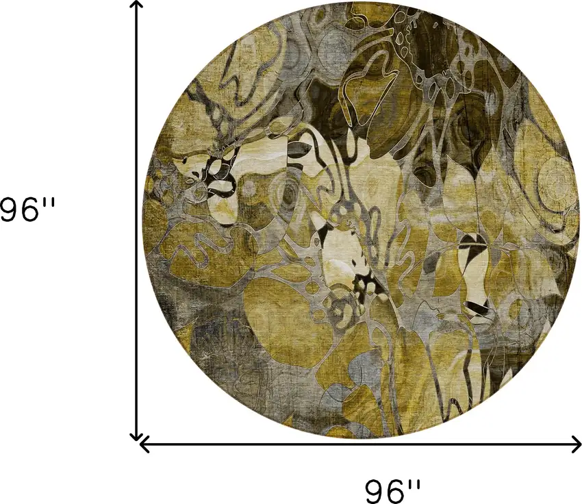 8' Round Green and Brown Round Abstract Washable Indoor Outdoor Area Rug Photo 8