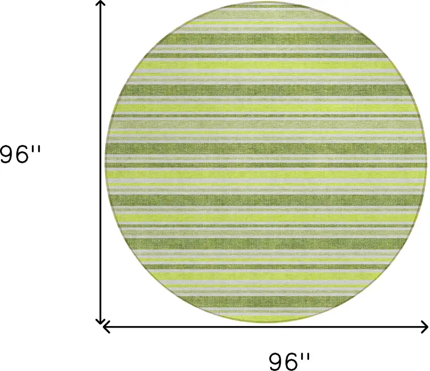 Green and Yellow Round Striped Washable Non Skid Indoor Outdoor Area Rug Photo 3