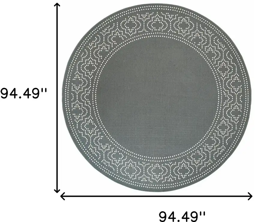 8' Round Grey Round Stain Resistant Indoor Outdoor Area Rug Photo 5