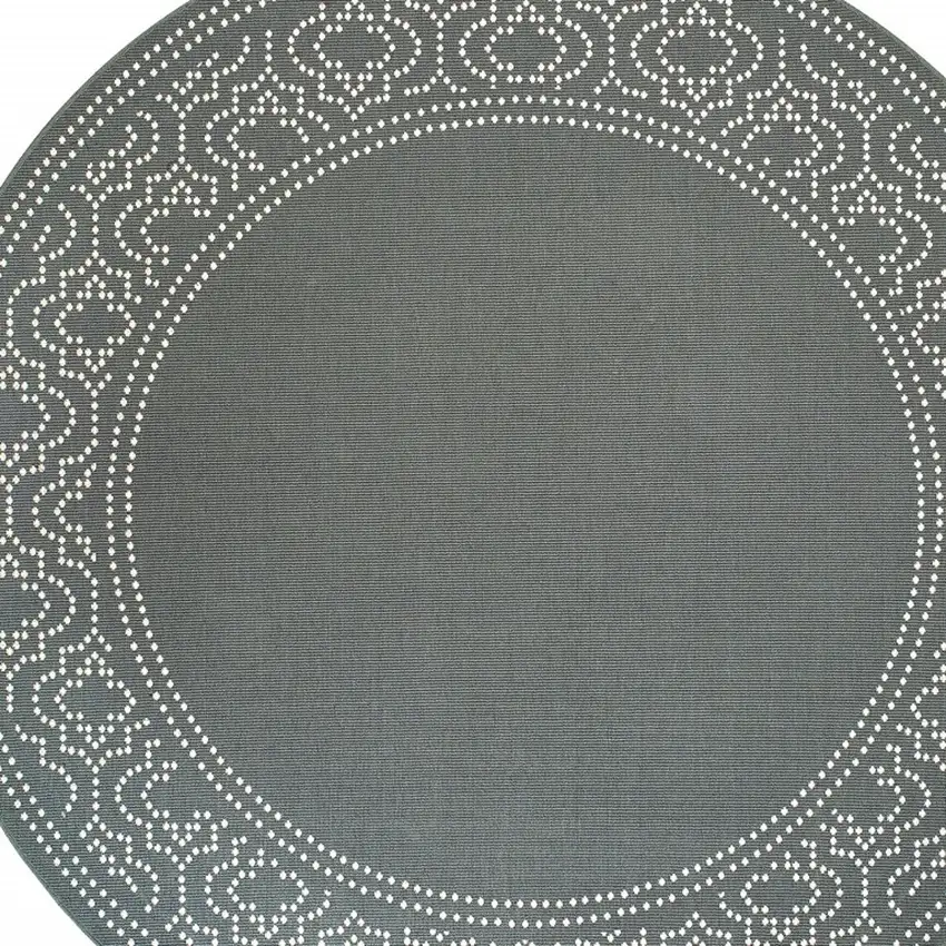 8' Round Grey Round Stain Resistant Indoor Outdoor Area Rug Photo 3