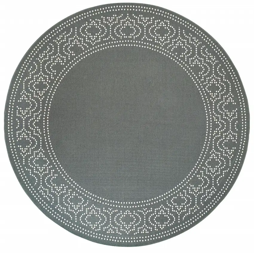 8' Round Grey Round Stain Resistant Indoor Outdoor Area Rug Photo 1