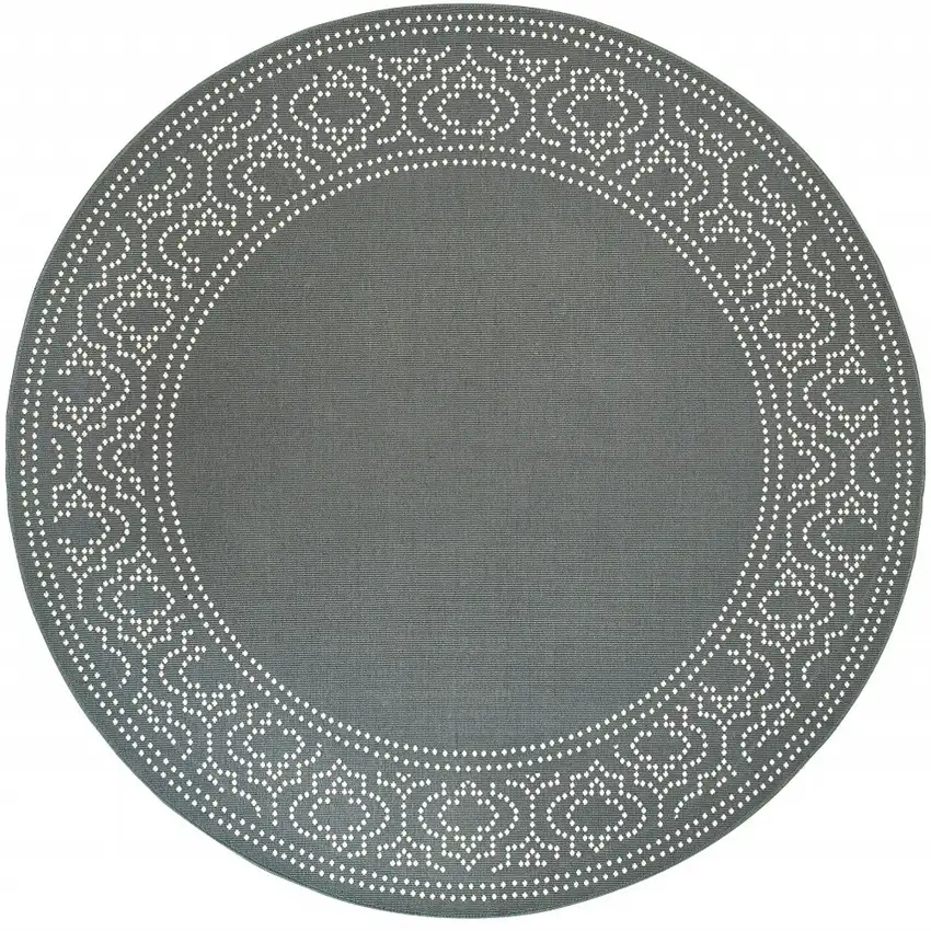 8' Round Grey Round Stain Resistant Indoor Outdoor Area Rug Photo 4