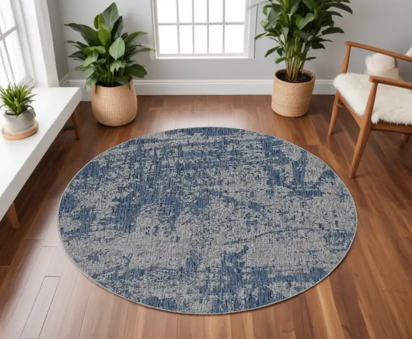8' Gray Round Area Rug Photo 1