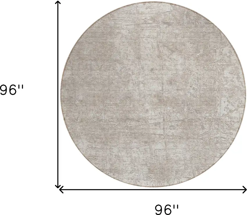 Ivory Round Abstract Washable Non Skid Indoor Outdoor Area Rug Photo 3