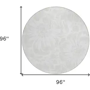 Photo of 8' Round Ivory Round Floral Washable Non Skid Indoor Outdoor Area Rug