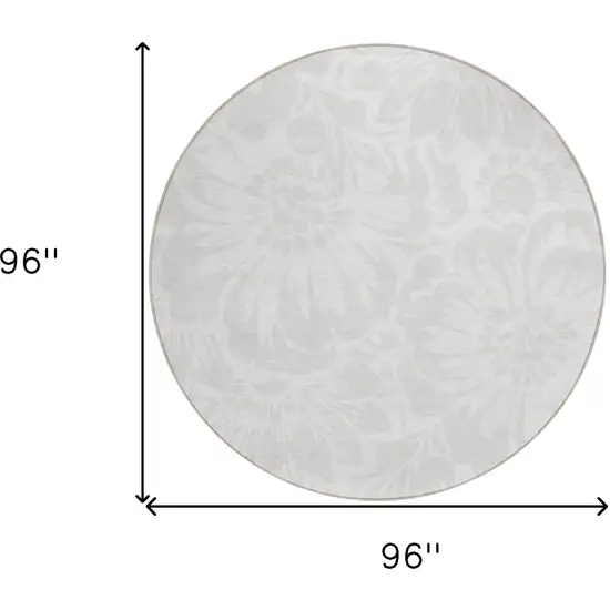8' Round Ivory Round Floral Washable Non Skid Indoor Outdoor Area Rug Photo 3