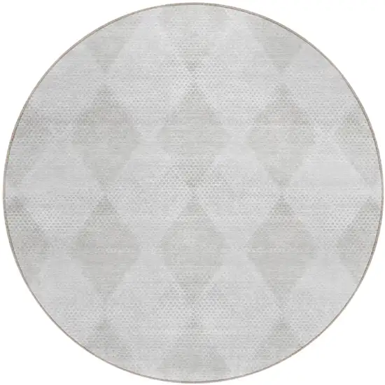 8' Round Ivory Round Geometric Washable Non Skid Indoor Outdoor Area Rug Photo 2