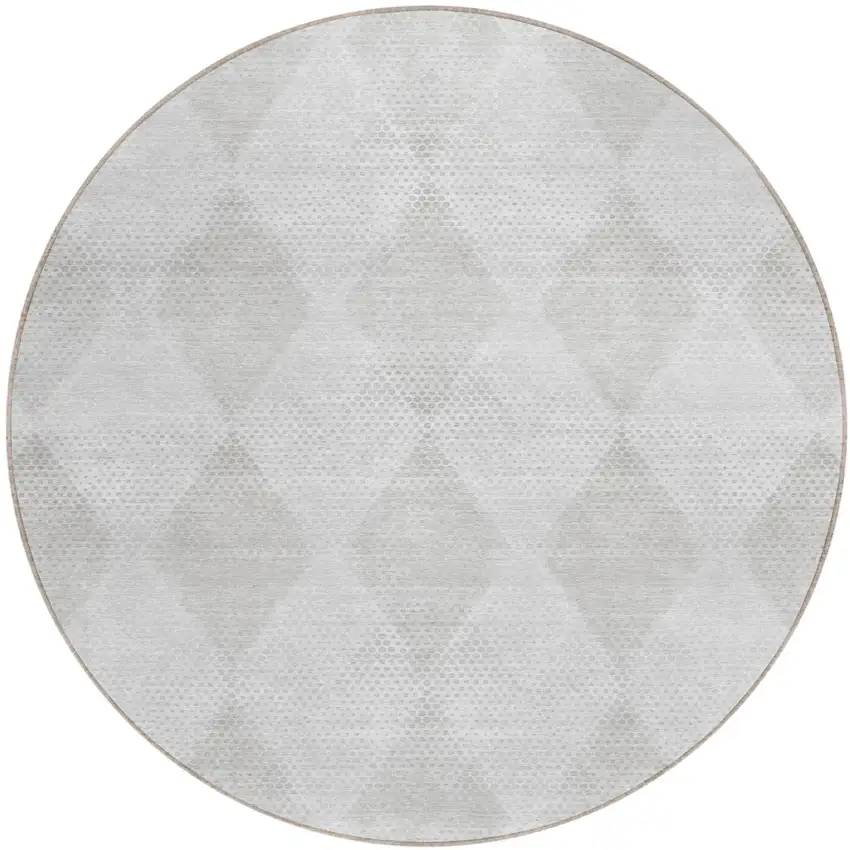 8' Round Ivory Round Geometric Washable Non Skid Indoor Outdoor Area Rug Photo 2