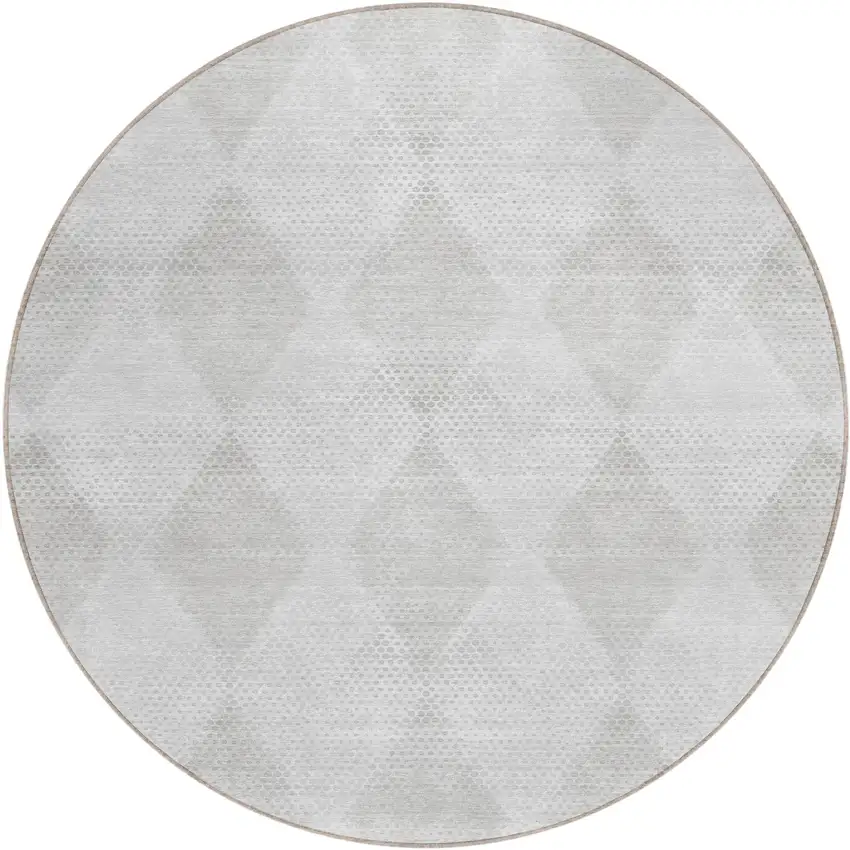 8' Round Ivory Round Geometric Washable Non Skid Indoor Outdoor Area Rug Photo 2