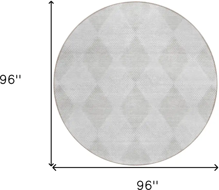 Ivory Round Geometric Washable Non Skid Indoor Outdoor Area Rug Photo 3