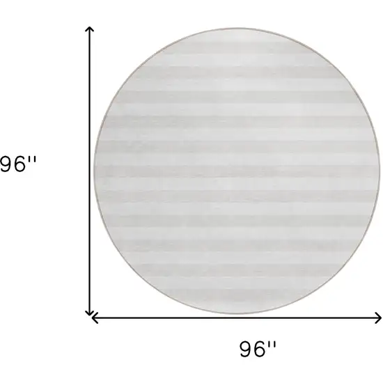 Ivory Round Striped Washable Indoor Outdoor Area Rug Photo 8