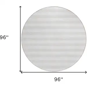 Photo of 8' Round Ivory Round Striped Washable Non Skid Indoor Outdoor Area Rug