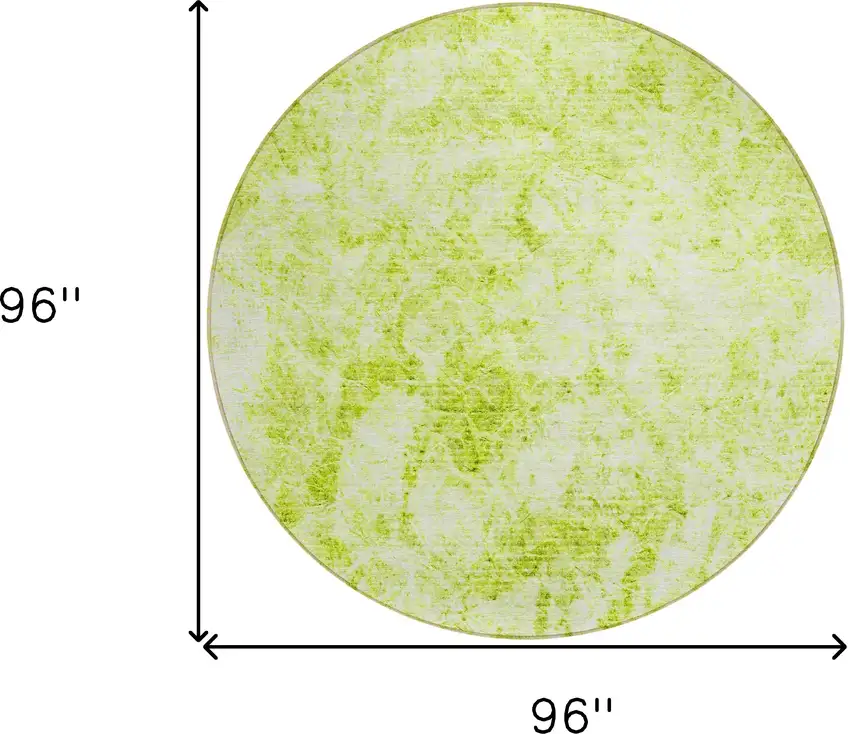 8' Round Lime Green Round Abstract Washable Non Skid Indoor Outdoor Area Rug Photo 3