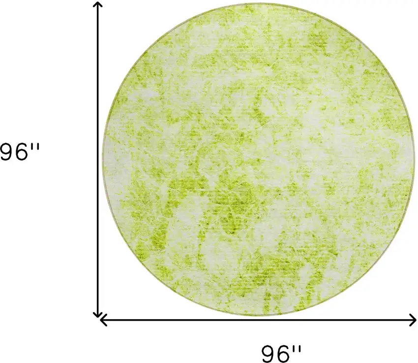 Lime Green Round Abstract Washable Non Skid Indoor Outdoor Area Rug Photo 3
