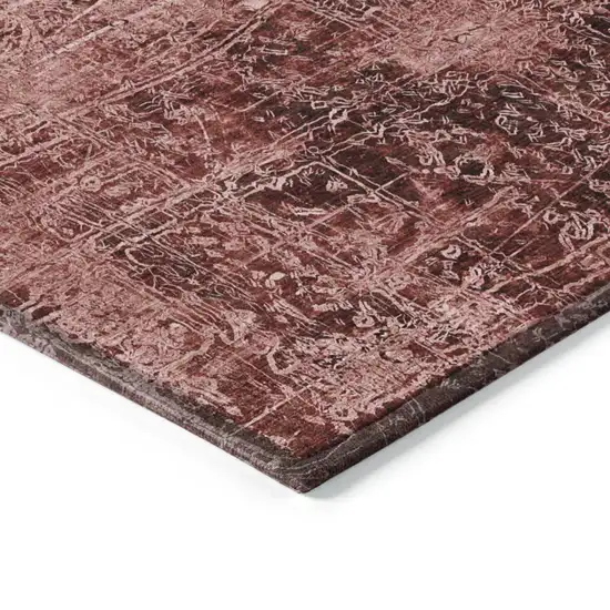 Merlot Round Abstract Washable Non Skid Indoor Outdoor Area Rug Photo 7