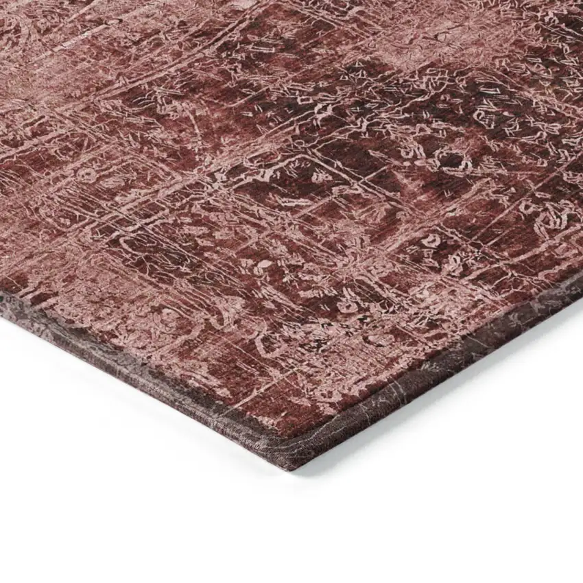 Merlot Round Abstract Washable Non Skid Indoor Outdoor Area Rug Photo 7