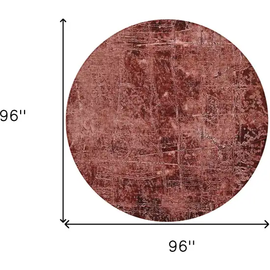 Merlot Round Abstract Washable Non Skid Indoor Outdoor Area Rug Photo 3