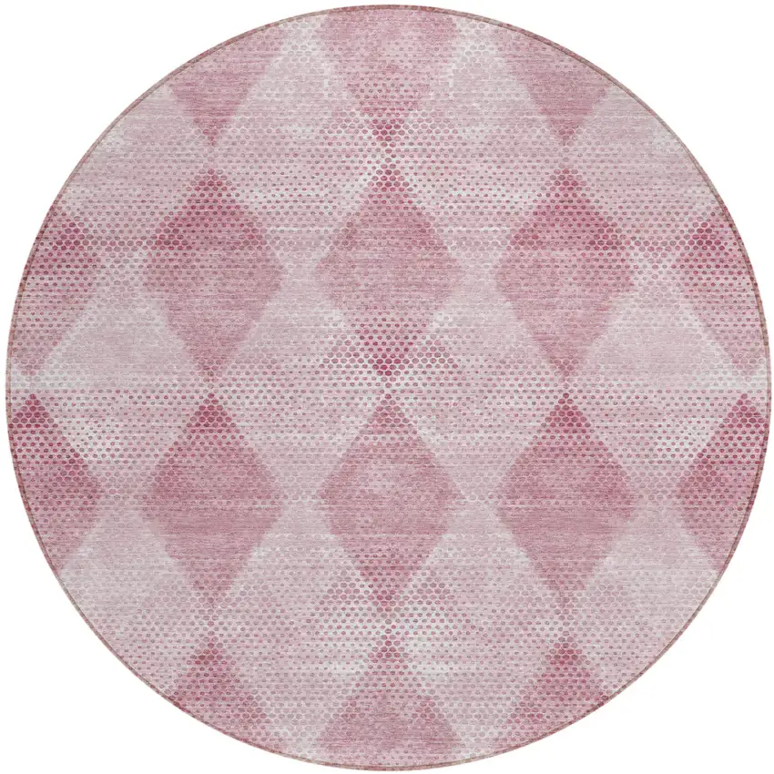 Merlot Round Geometric Washable Non Skid Indoor Outdoor Area Rug Photo 2