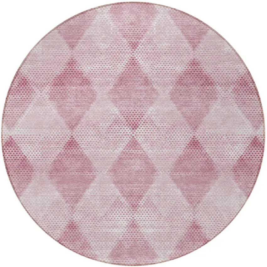 Merlot Round Geometric Washable Non Skid Indoor Outdoor Area Rug Photo 5