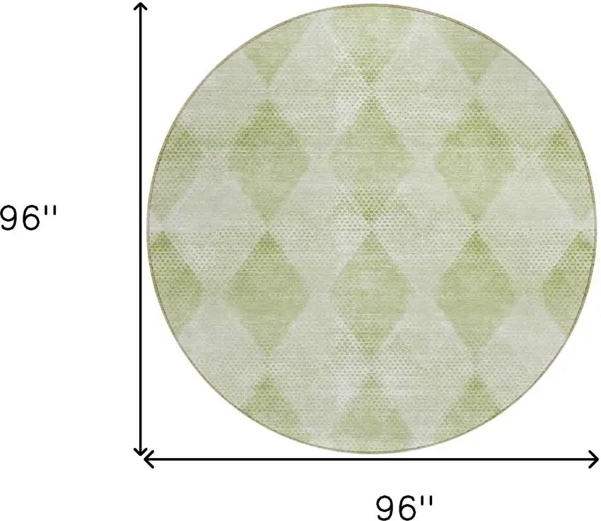8' Round Mint Green Round Geometric Washable Non Skid Indoor Outdoor Area Rug Photo 3