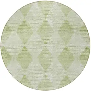 Photo of 8' Round Mint Green Round Geometric Washable Non Skid Indoor Outdoor Area Rug