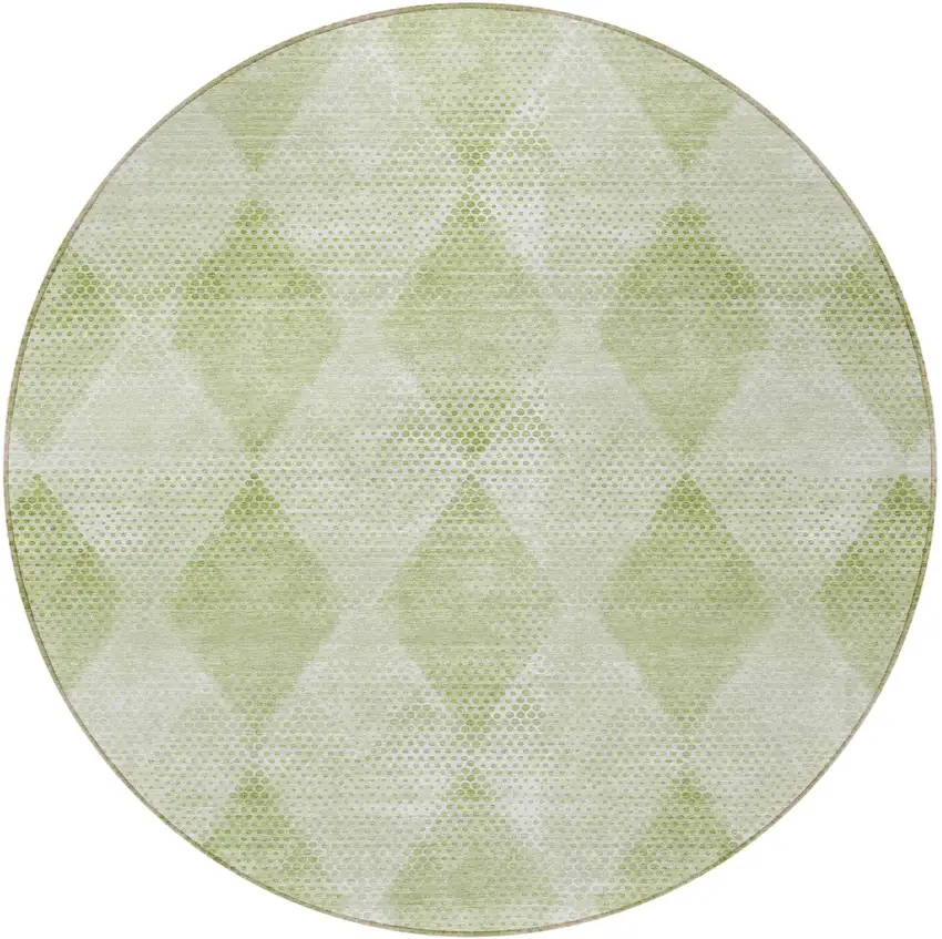 8' Round Mint Green Round Geometric Washable Non Skid Indoor Outdoor Area Rug Photo 4