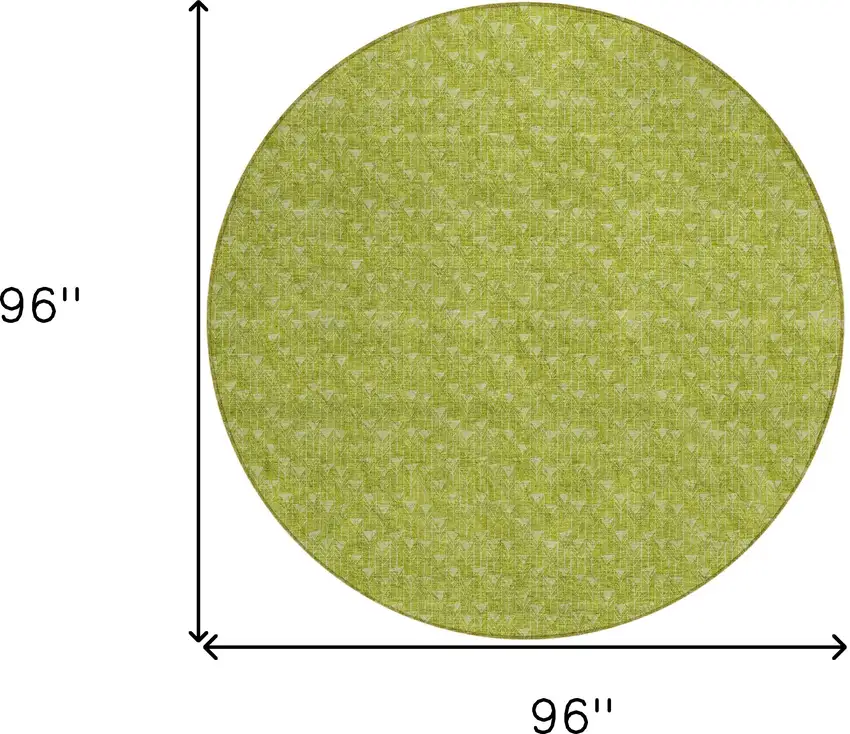 8' Round Moss Green Round Geometric Washable Non Skid Indoor Outdoor Area Rug Photo 3
