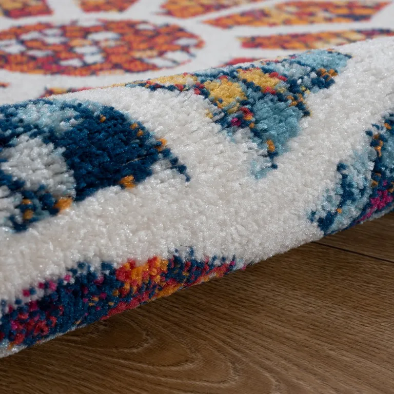4' Round Multicolored Floral Mosaic Area Rug Photo 5
