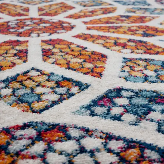 4' Round Multicolored Floral Mosaic Area Rug Photo 2