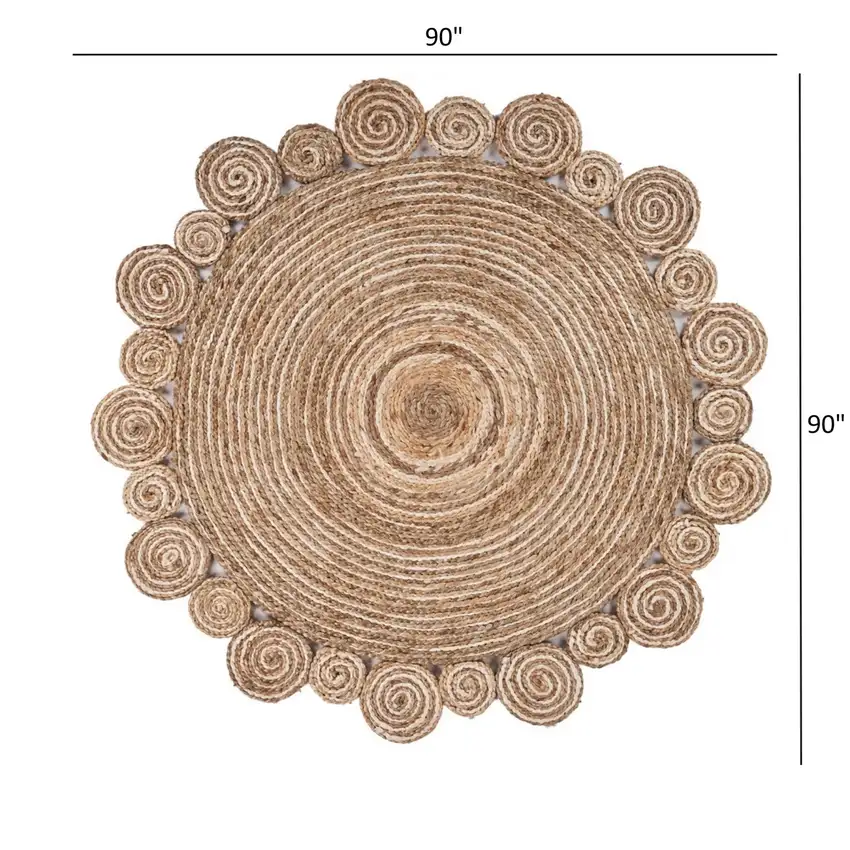 8' Round Natural Coiled Area Rug Photo 3
