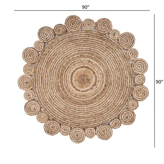 8' Round Natural Coiled Area Rug Photo 3