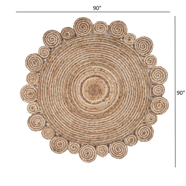 8' Round Natural Coiled Area Rug Photo 3