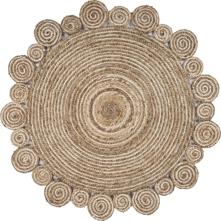 8' Round Natural Coiled Area Rug Photo 1