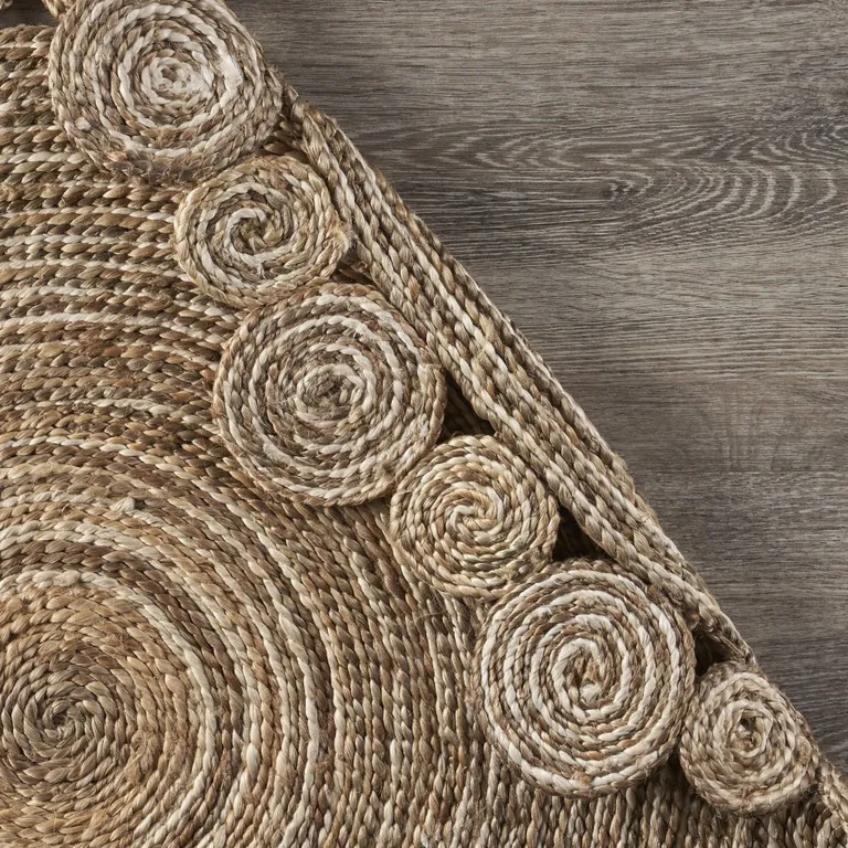 8' Round Natural Coiled Area Rug Photo 5